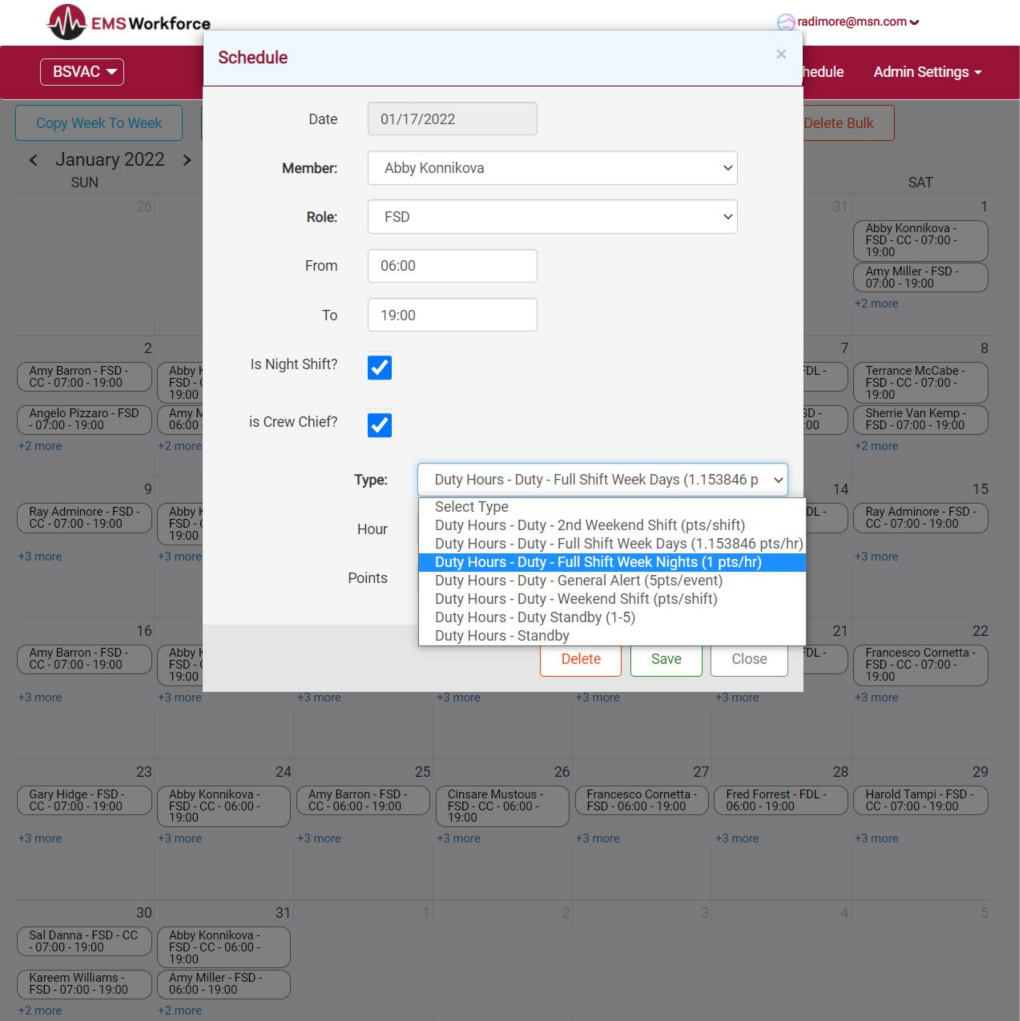 Create monthly duty schedules